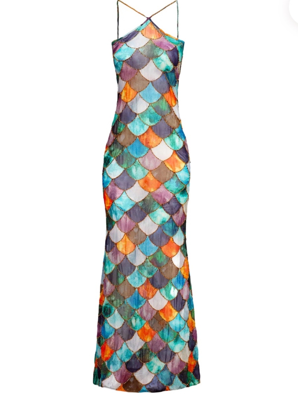 REVOLVE Multicolor Scallop Sequin Halter Maxi Dress